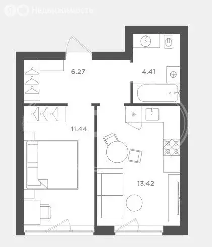 1-комнатная квартира: Калининградская область, Гурьевский ... - Фото 1