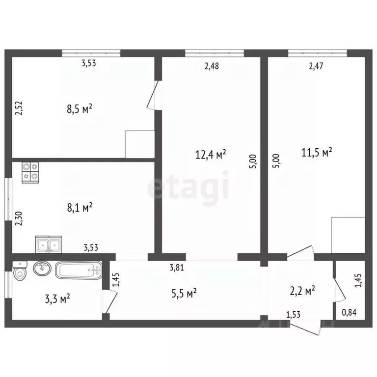 3-к кв. Челябинская область, Пласт Октябрьская ул., 59 (52.7 м) - Фото 2