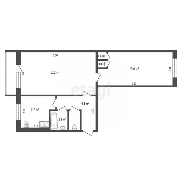 2-к кв. Архангельская область, Новодвинск ул. Советов, 5к1 (44.0 м) - Фото 1