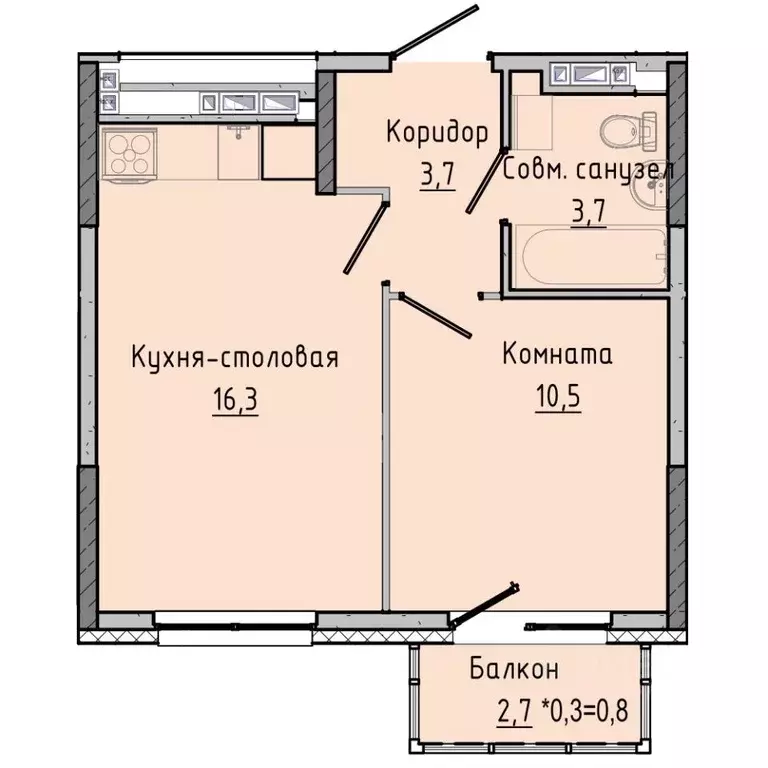 1-к кв. Удмуртия, Ижевск Камбарская ул., 94к2 (35.38 м) - Фото 0