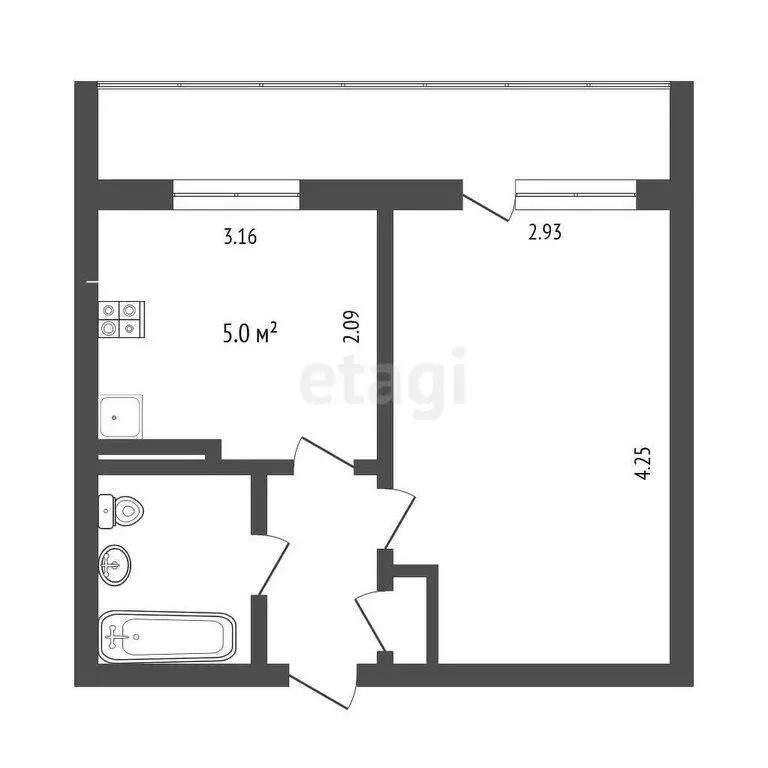 1-комнатная квартира: Томск, Сибирская улица, 102 (25 м) - Фото 0