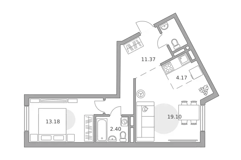 2-к квартира, 54.02 м - Фото 0