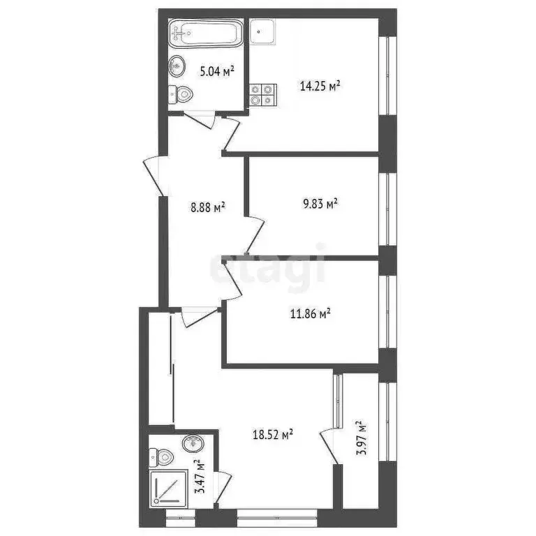 3-комнатная квартира: Тобольск, территория Зона ВУЗов, 7 (72 м) - Фото 1