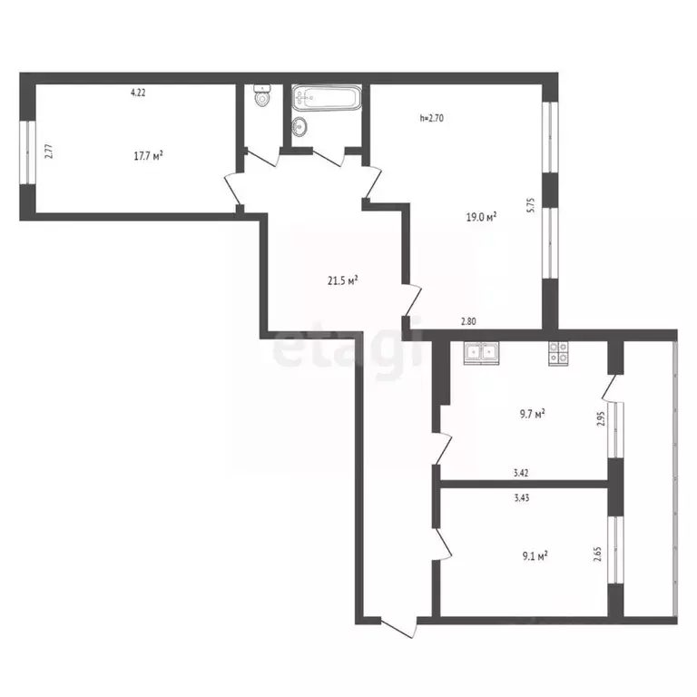 3-к кв. Ямало-Ненецкий АО, Ноябрьск Магистральная ул., 6Б (75.0 м) - Фото 1