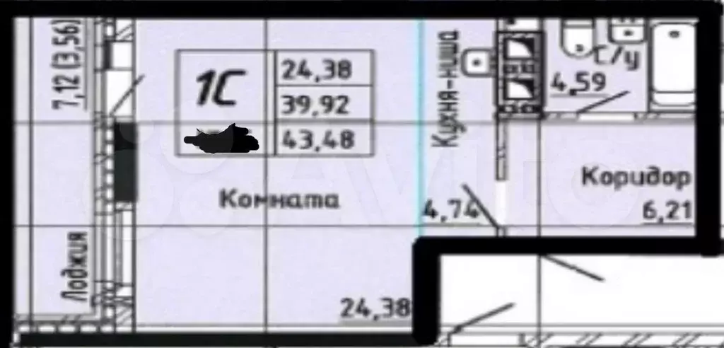 1-к. квартира, 43 м, 5/25 эт. - Фото 0