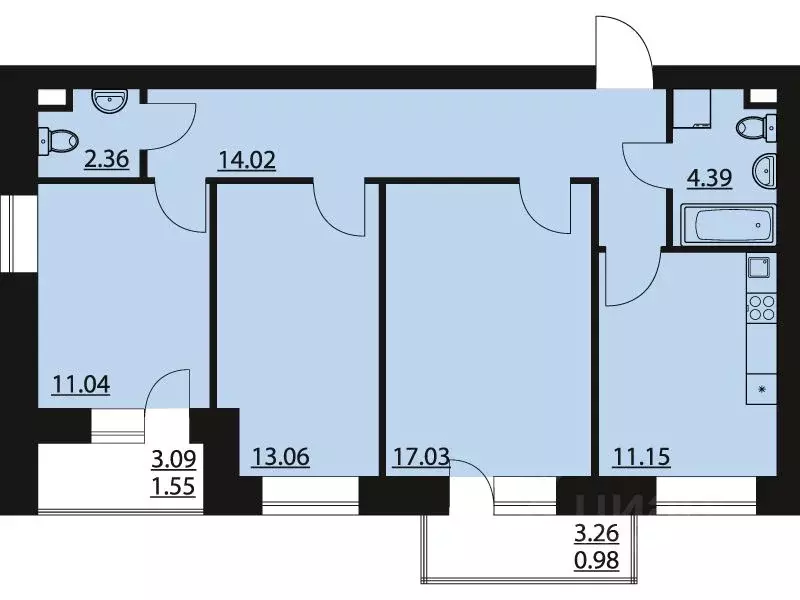 3-к кв. Воронежская область, Рамонский район, Яменское с/пос, пос. ... - Фото 1