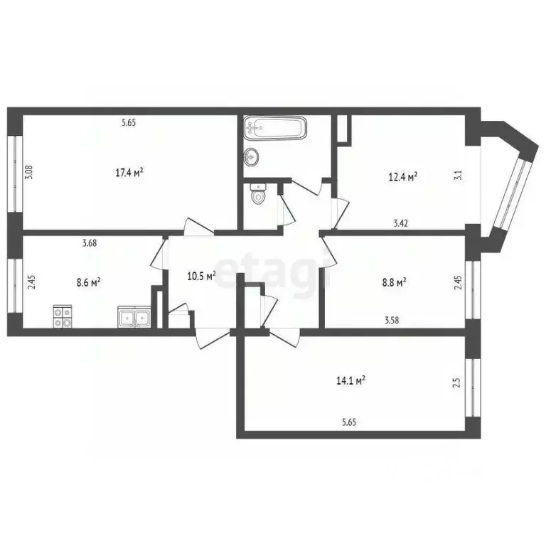 4-к кв. Камчатский край, Елизово Школьная ул., 1Б (77.2 м) - Фото 2