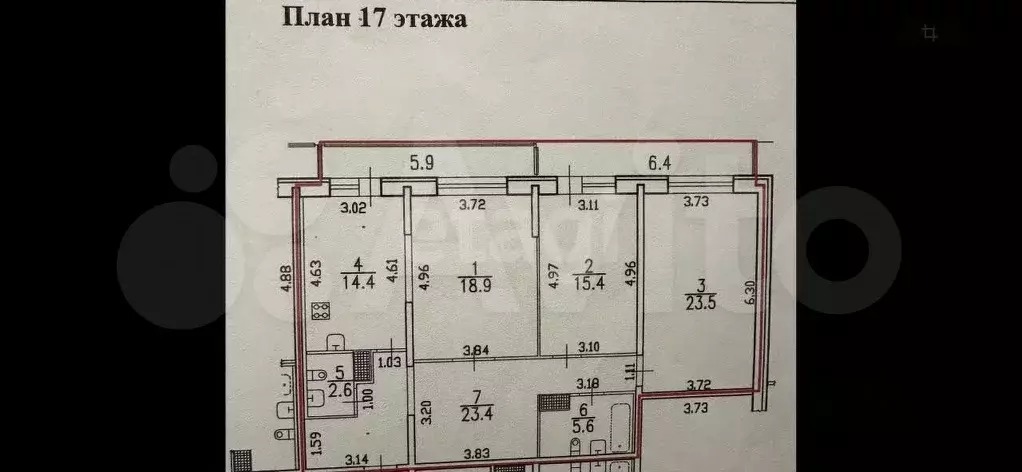 3-к. квартира, 103,8 м, 17/25 эт. - Фото 0