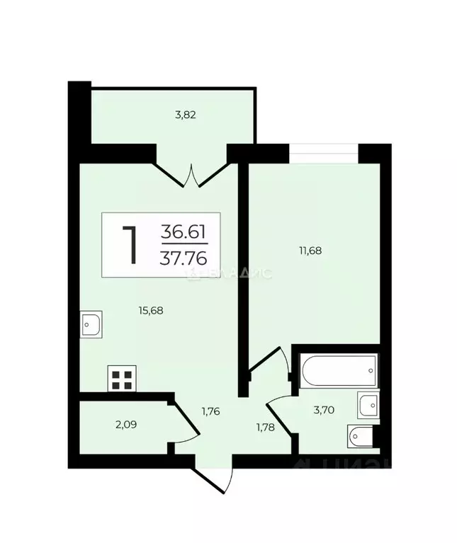 1-к кв. Ленинградская область, Ломоносовский район, Виллозское ... - Фото 2