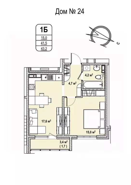 1-к кв. Кемеровская область, Кемерово 68-й мкр,  (43.2 м) - Фото 0