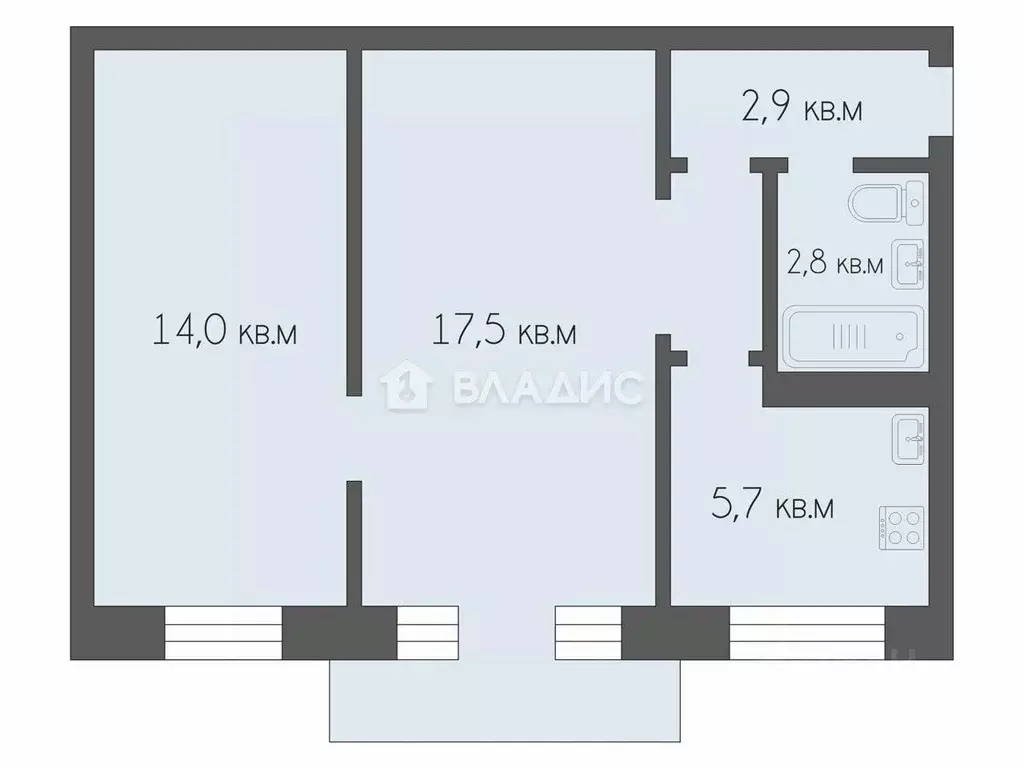 2-к кв. Рязанская область, Рязань Дачная ул., 24 (44.6 м) - Фото 1
