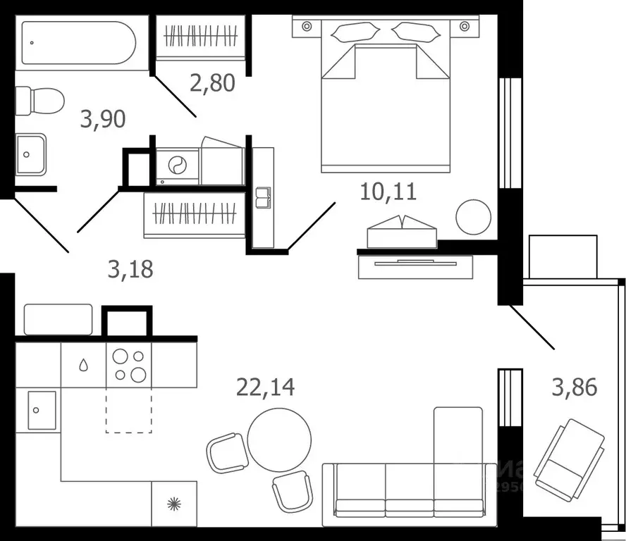 2-к кв. Московская область, Раменское ул. Семейная, 7 (44.2 м) - Фото 0