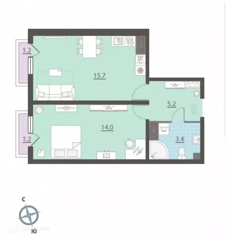 Продаётся 1-к квартира, 39.1 м - Фото 1