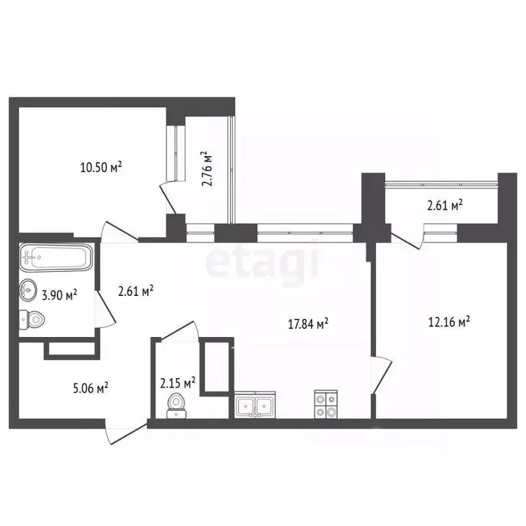 2-к кв. Тюменская область, Тюмень ул. Пожарных и Спасателей, 14 (56.91 ... - Фото 2