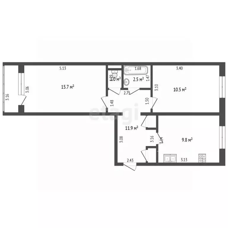 2-к кв. Забайкальский край, Чита ул. Красных Коммунаров, 72 (51.4 м) - Фото 2
