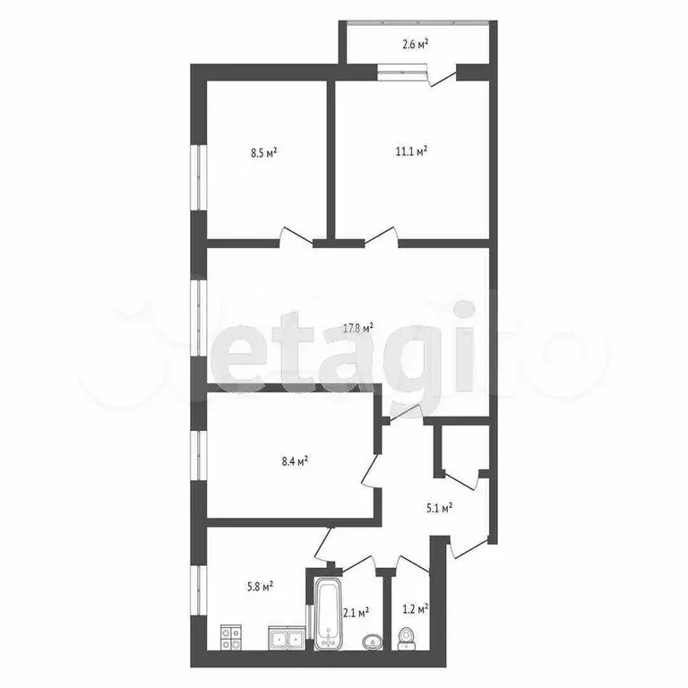 4-к. квартира, 61 м, 5/5 эт. - Фото 0