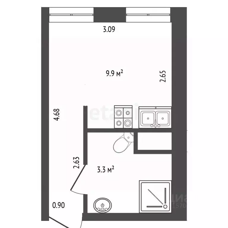 Студия Санкт-Петербург Кронверкская ул., 4 (16.0 м) - Фото 2