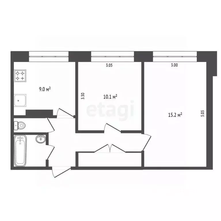 2-к кв. Ханты-Мансийский АО, Сургут ул. Чехова, 8 (44.9 м) - Фото 1