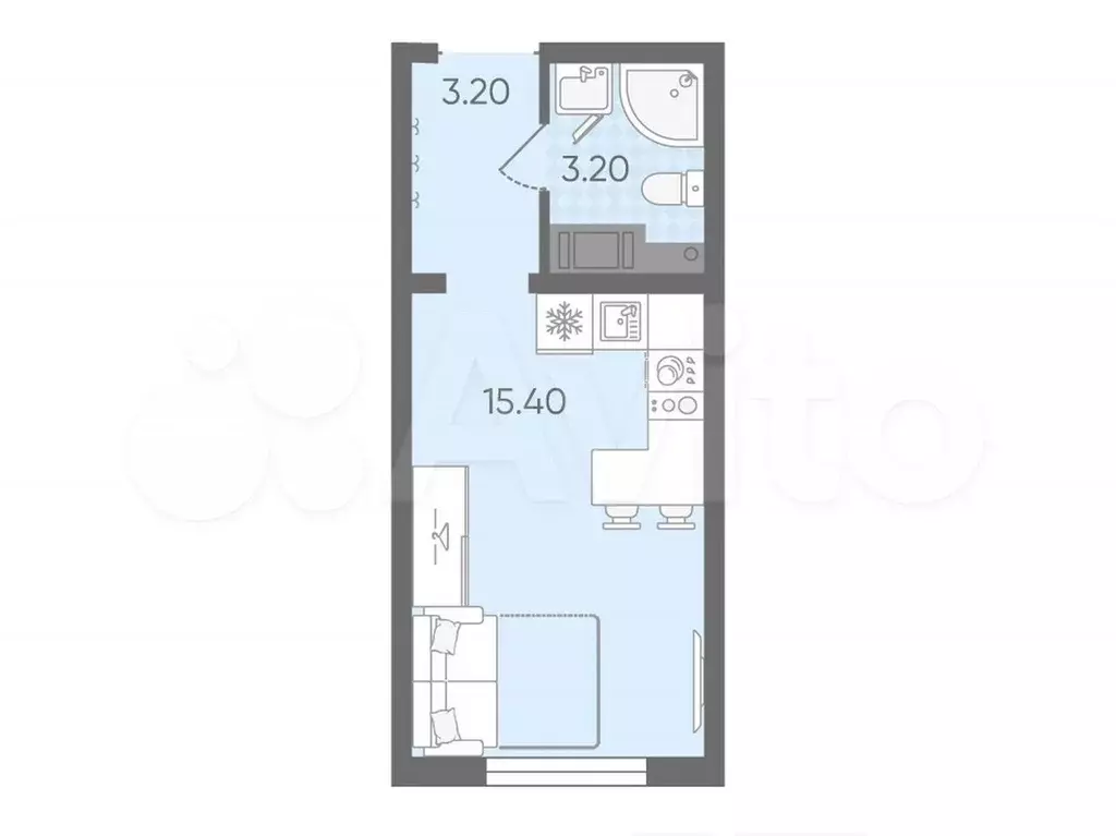 Квартира-студия, 21,8 м, 5/20 эт. - Фото 0