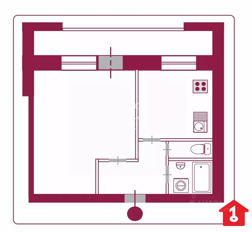 1-к кв. Омская область, Омск ул. Масленникова, 21 (34.0 м) - Фото 2