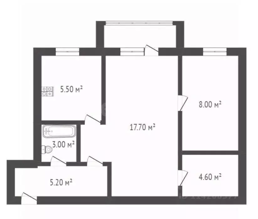 2-к кв. Воронежская область, Борисоглебск Северный мкр, 6 (44.0 м) - Фото 2