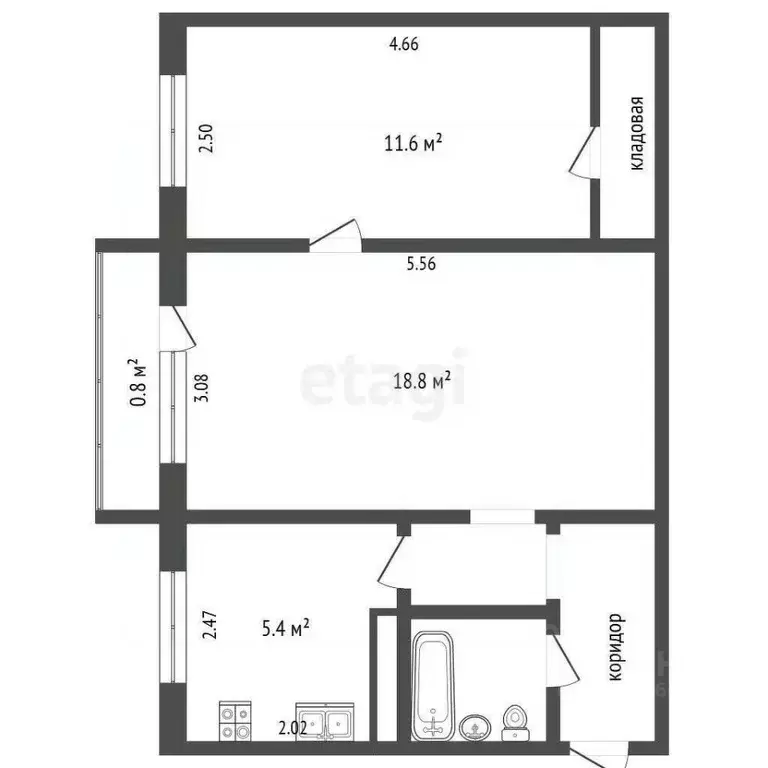 2-к кв. Псковская область, Печоры Заводская ул., 3б (44.6 м) - Фото 0