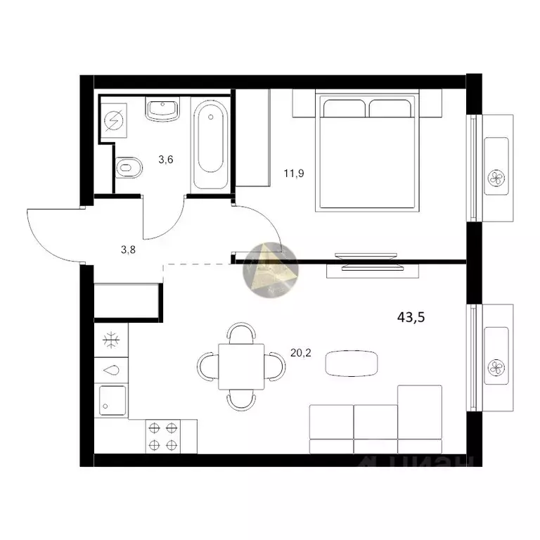 1-к кв. Санкт-Петербург Лиговский просп., 244 (43.5 м) - Фото 2