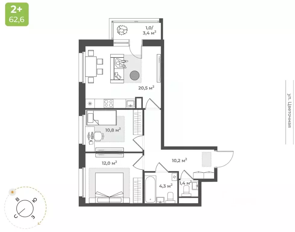 2-к кв. Тверская область, Тверь Соминка мкр,  (60.2 м) - Фото 1