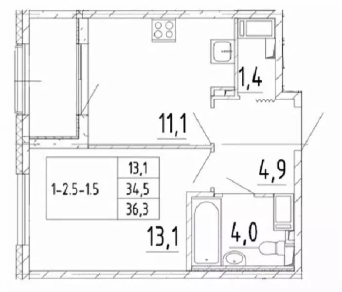 1-к кв. Санкт-Петербург бул. Измайловский, 9 (34.5 м) - Фото 1