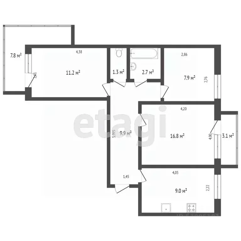 3-к кв. Ростовская область, Ростов-на-Дону ул. Еременко, 85 (58.0 м) - Фото 0