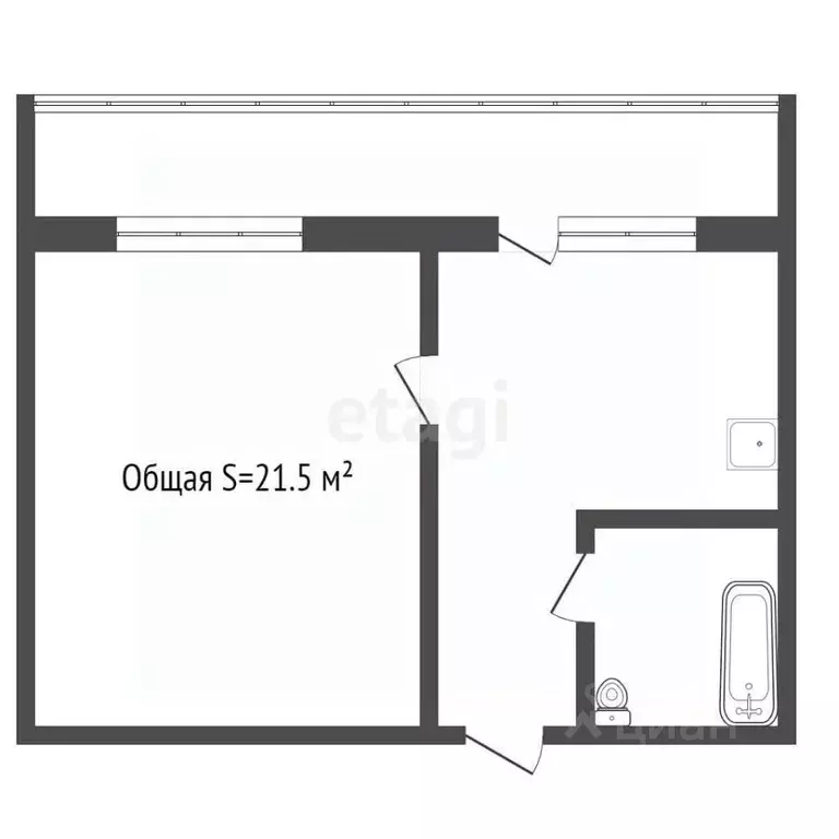 1-к кв. Кемеровская область, Юрга ул. Никитина, 28А (21.5 м) - Фото 2