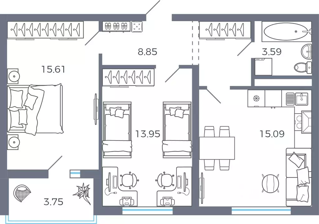 2-к кв. Самарская область, Волжский район, Лопатино с/пос, пос. ... - Фото 1