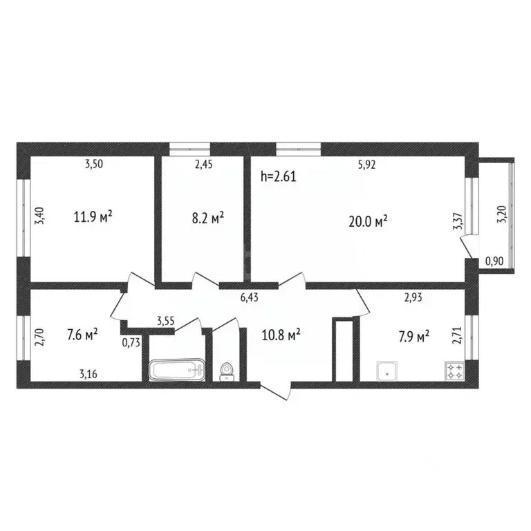 4-к кв. Амурская область, Благовещенск ул. Василенко, 13 (70.9 м) - Фото 1