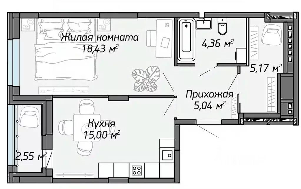 1-к кв. Марий Эл, Йошкар-Ола Два Капитана жилой комплекс (49.78 м) - Фото 1