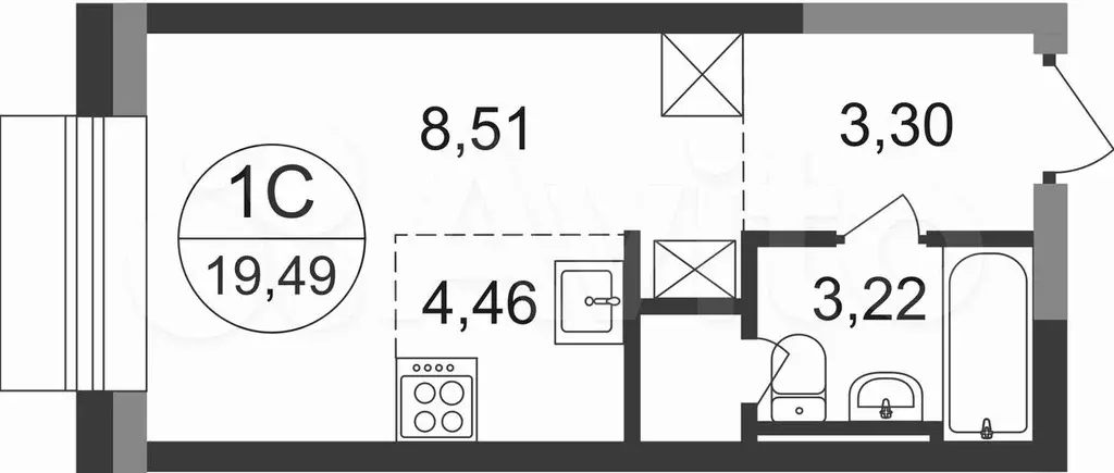 Квартира-студия, 19,5 м, 6/22 эт. - Фото 0