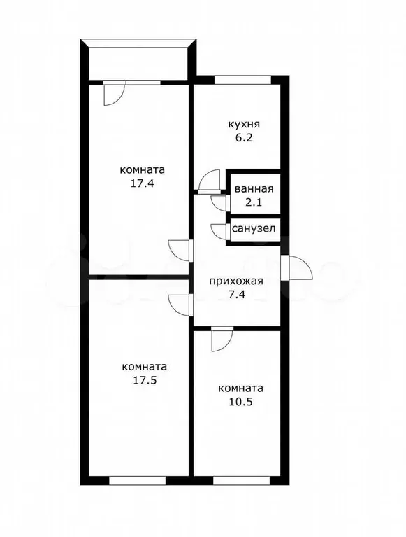 3-к. квартира, 62 м, 3/5 эт. - Фото 0