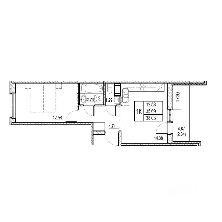 1-к кв. Ленинградская область, Мурино Всеволожский район, ул. ... - Фото 1