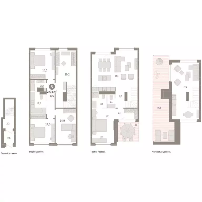4-комнатная квартира: Тюмень, ЖК Дом у Озера (220.77 м) - Фото 1