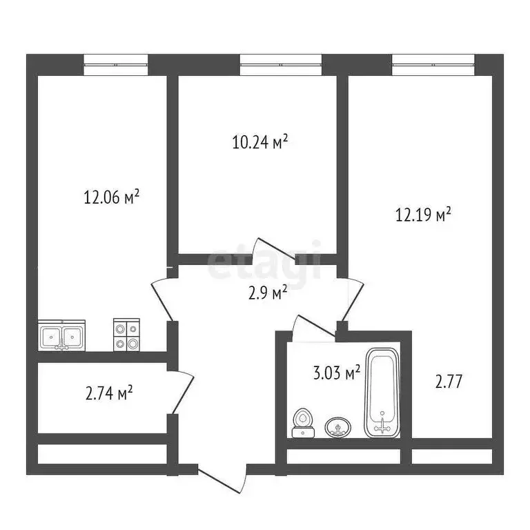 2-комнатная квартира: Ижевск, Клубная улица (51.45 м) - Фото 0