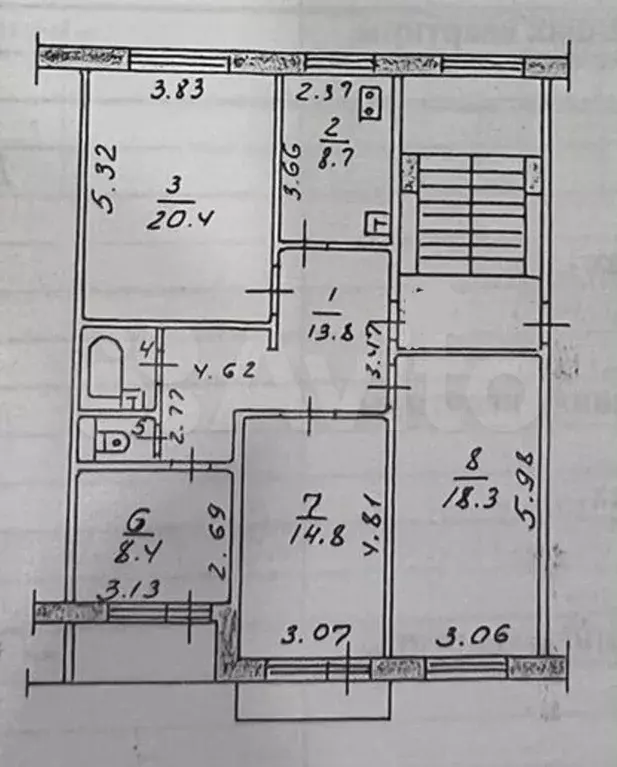 4-к. квартира, 88 м, 2/5 эт. - Фото 0