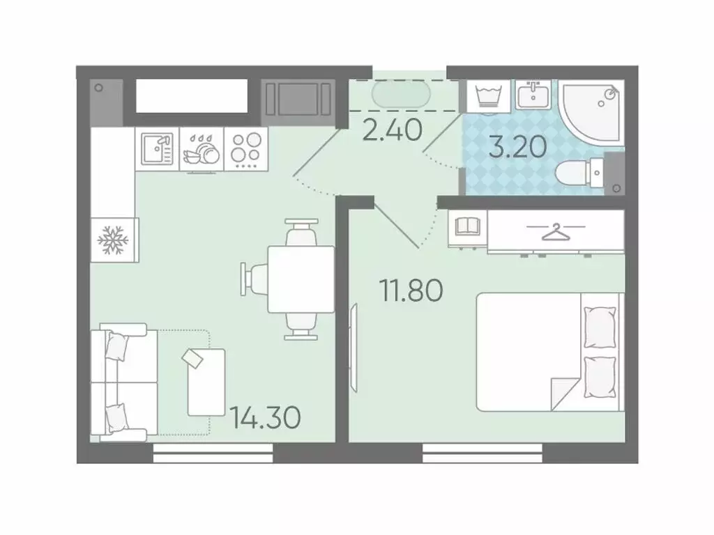 1-комнатная квартира: Ковалёво, улица Александра Разгонина, 2к1 (32.2 ... - Фото 1