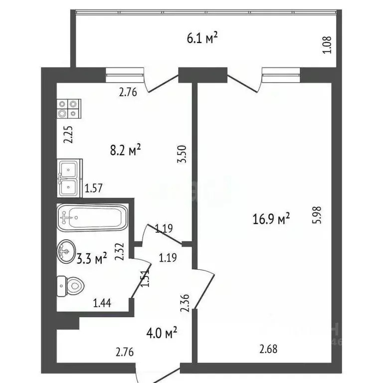 1-к кв. Краснодарский край, Краснодар ул. Селезнева, 4а (32.4 м) - Фото 1