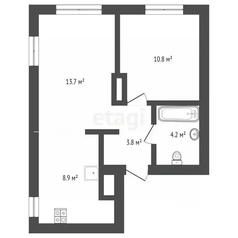 1-к кв. Тюменская область, Тюмень ул. Республики, 204к11 (41.4 м) - Фото 2