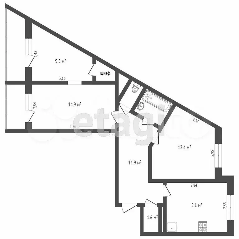 3-к. квартира, 65 м, 5/9 эт. - Фото 0