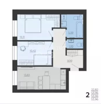 2-комнатная квартира: Ленино, проспект Мечты, 4 (53.96 м) - Фото 1