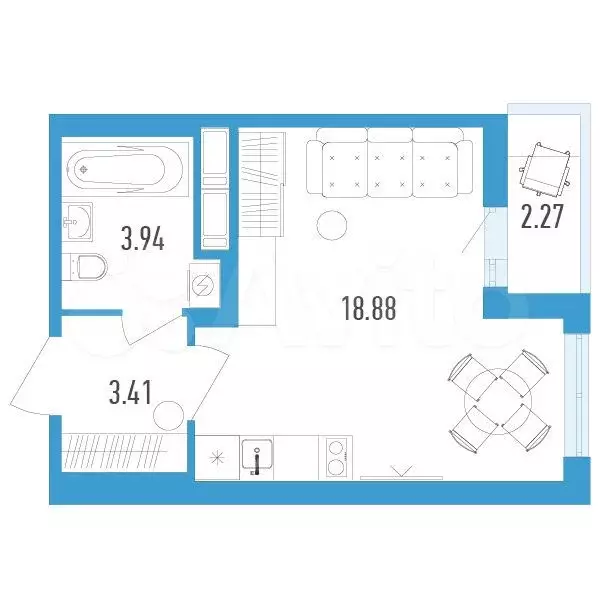 Квартира-студия, 27 м, 6/12 эт. - Фото 0