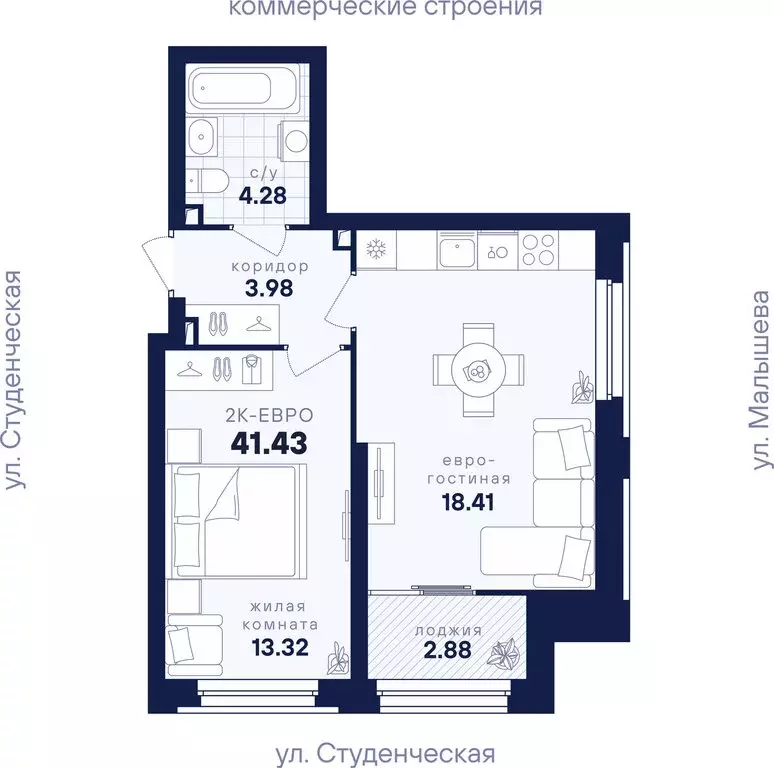 1-комнатная квартира: Екатеринбург, жилой район Втузгородок, ЖК ... - Фото 2
