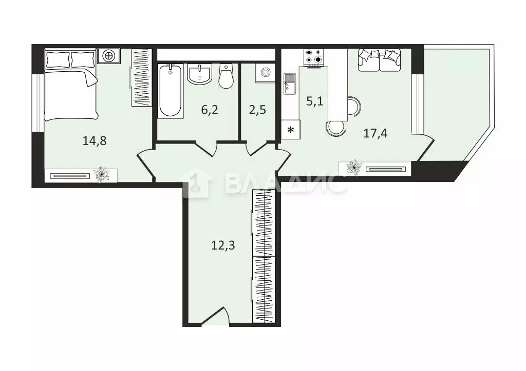 2-комнатная квартира: посёлок Горки-10, 34к2 (58.3 м) - Фото 0