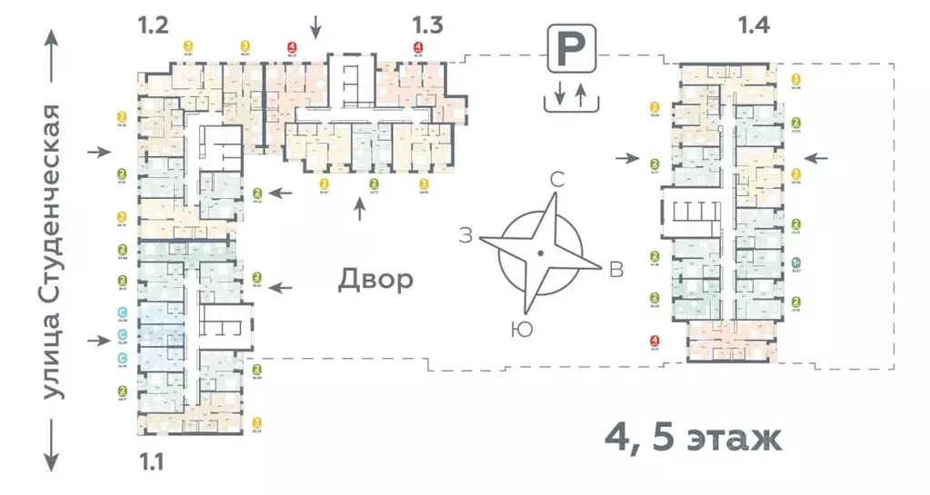 2-к кв. Свердловская область, Екатеринбург ул. Студенческая, 1Д (38.4 ... - Фото 1