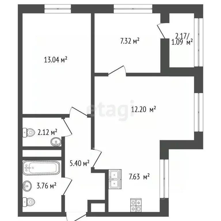 2-к кв. Крым, Симферополь просп. Александра Суворова (52.56 м) - Фото 2